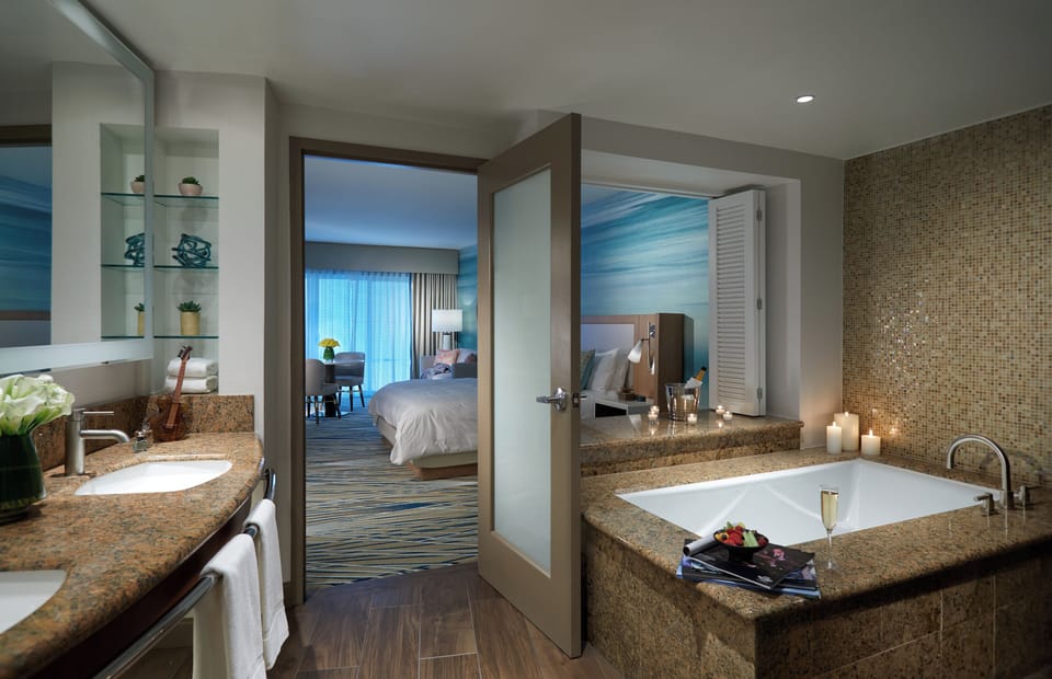 Combined shower/tub, free toiletries, hair dryer, bathrobes