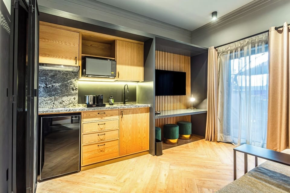 Master Suite | Private kitchen | Espresso maker, full-size fridge, microwave, electric kettle