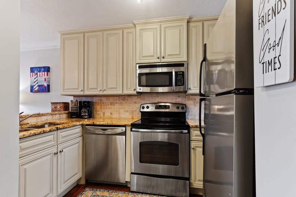 Cook all of your meals in the full kitchen!