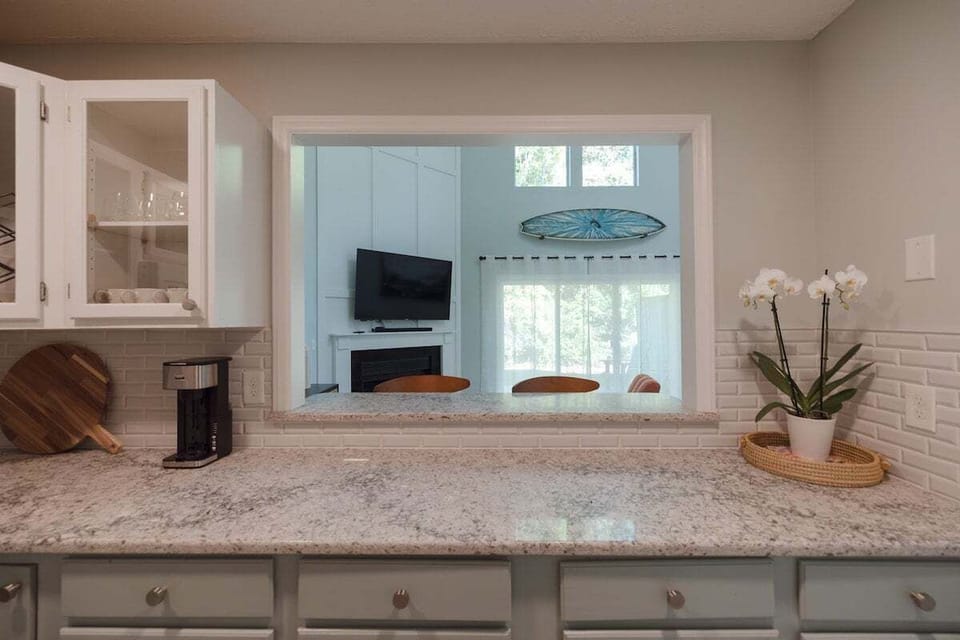 Gather around the spacious kitchen island