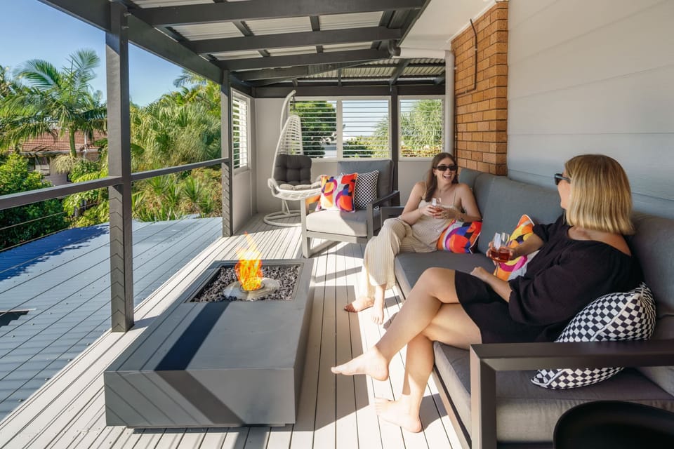 Grab your coffee or your wine and enjoy the sun in this under covered balcony upstairs