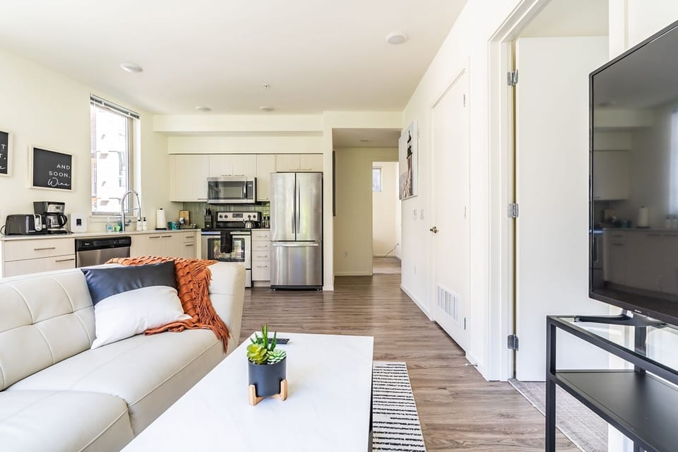 Living room and kitchen