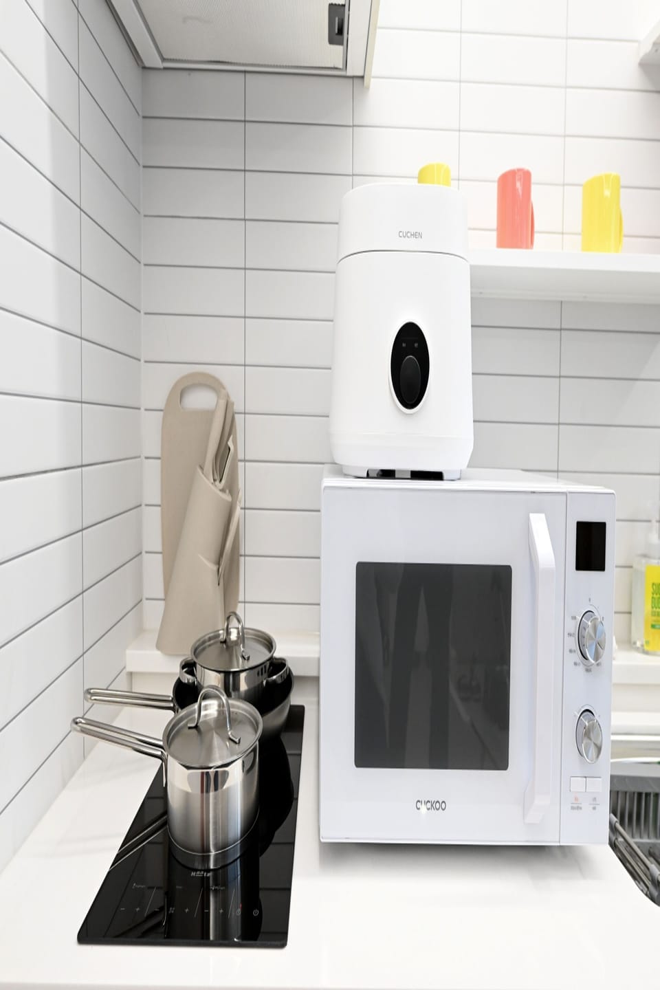 Fridge, microwave, rice cooker, cookware/dishes/utensils