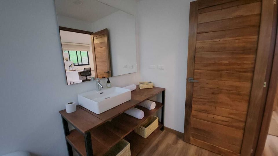 Shower, towels, soap, shampoo