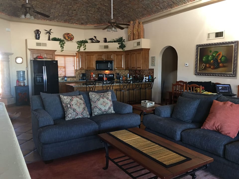 Living room looking to kitchen