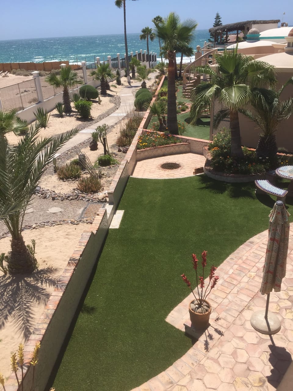 Back patio and 100 step walk to the beach