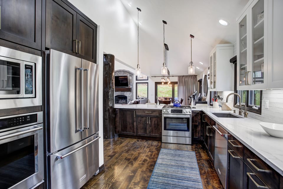 Indoors, Kitchen, Refrigerator, Floor, Flooring