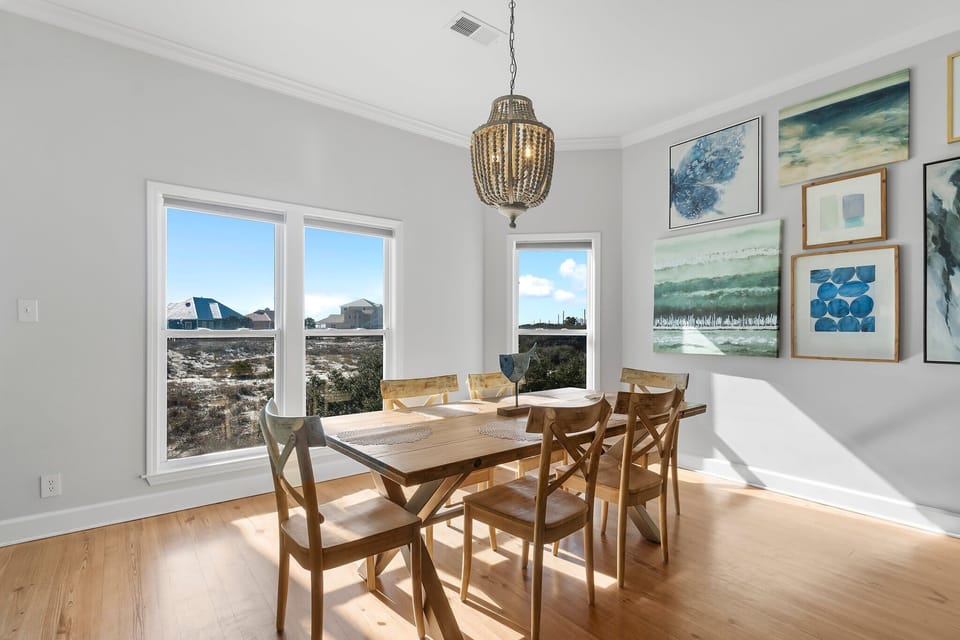Dining table with seating for six
