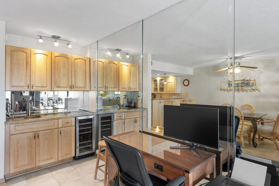 Work From Home and Wet Bar Area