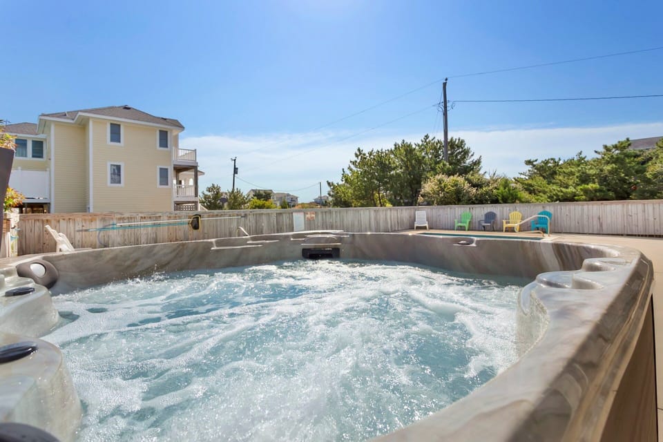 The bubbly hot tub is the perfect way to end the day!