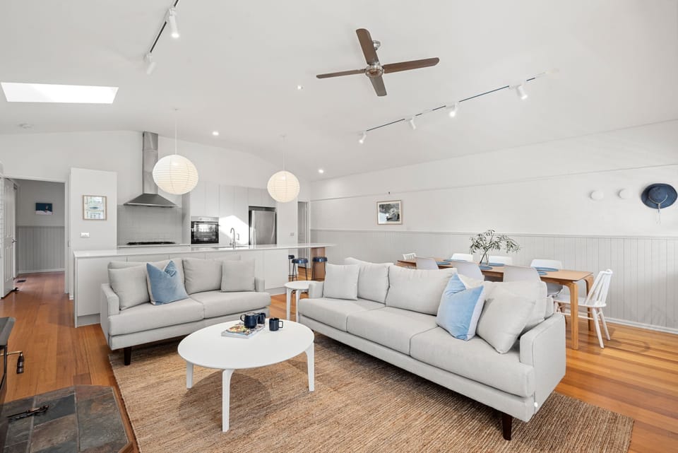 The heart of the home beats in the generous open plan living and dining area