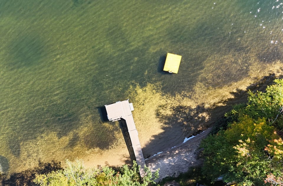 Overhead of dock and swim platform