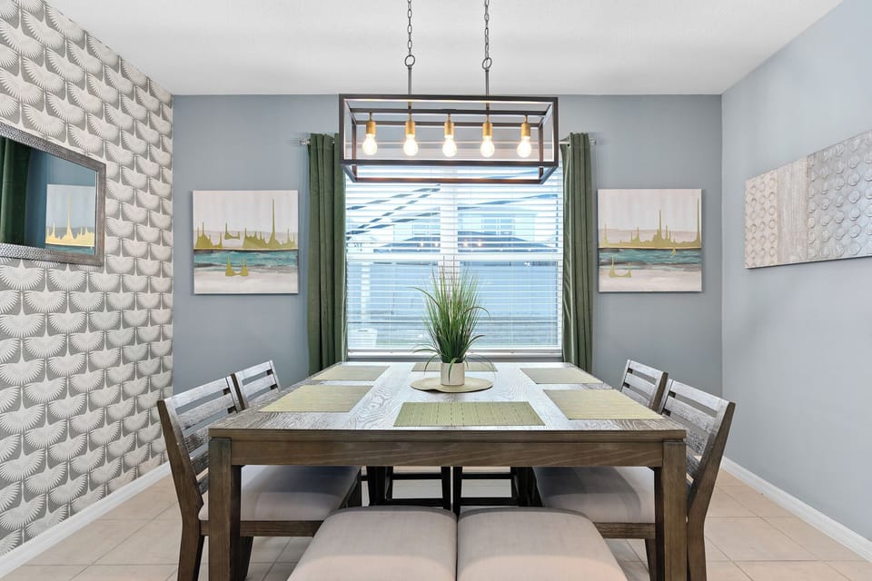 Dining area seats 8