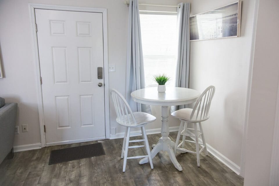 Small dining table is perfect for meals and morning coffee