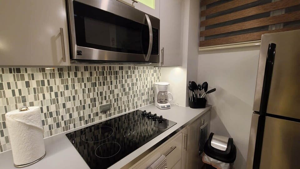 The kitchen includes the essentials you need for preparing meals.