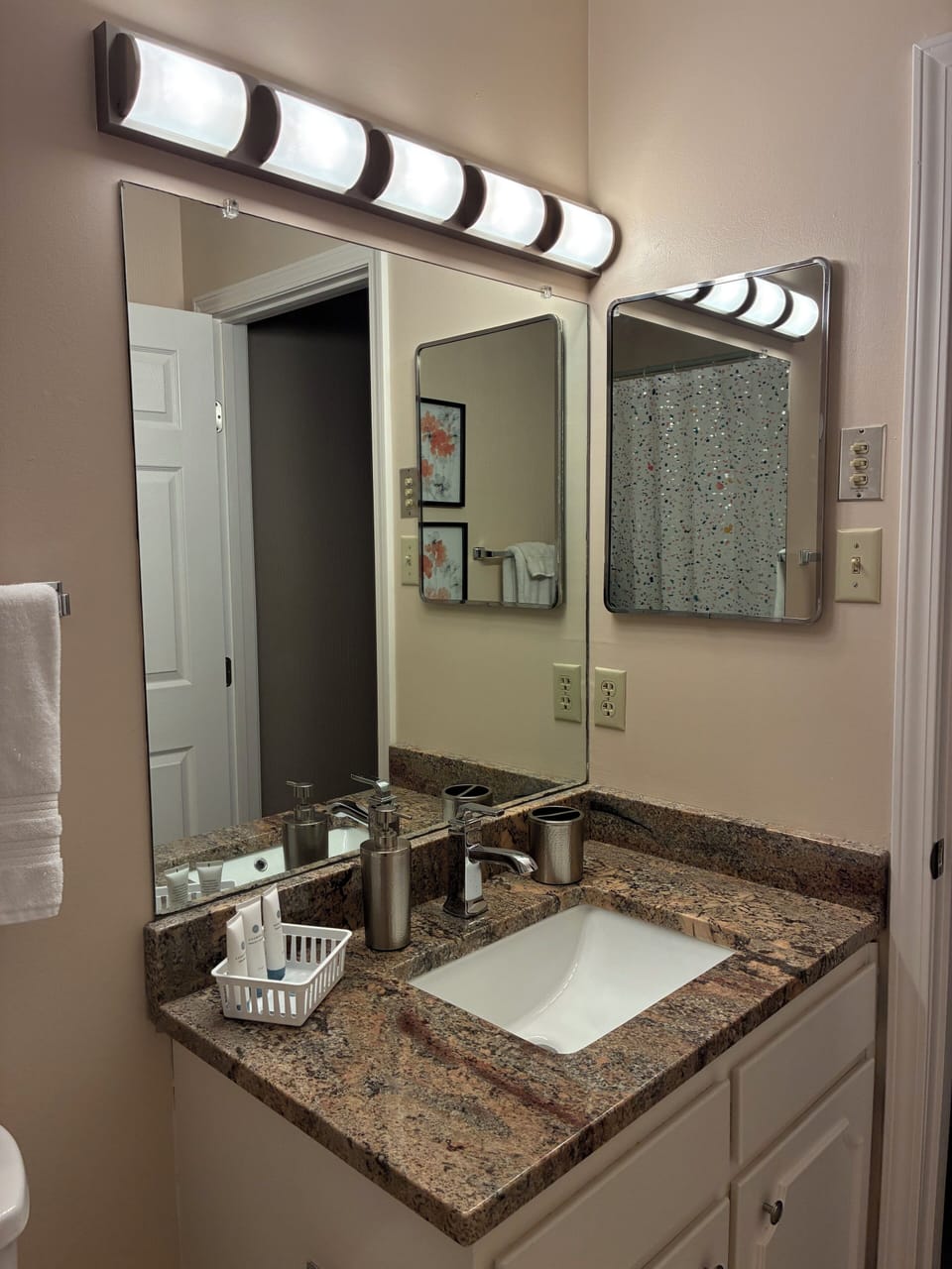Double bath with granite counter tops.