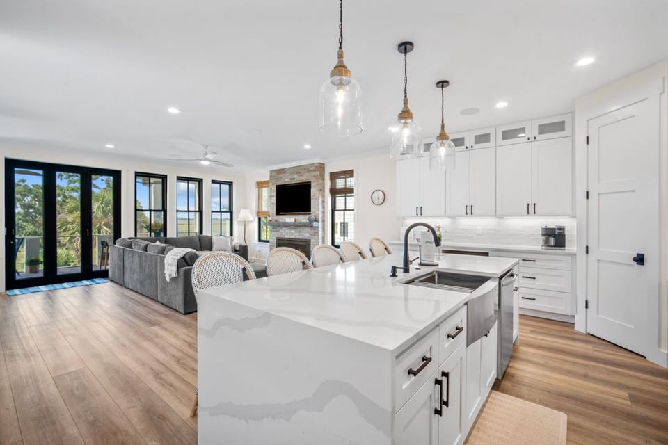 Chef's Kitchen Open to Living Room
