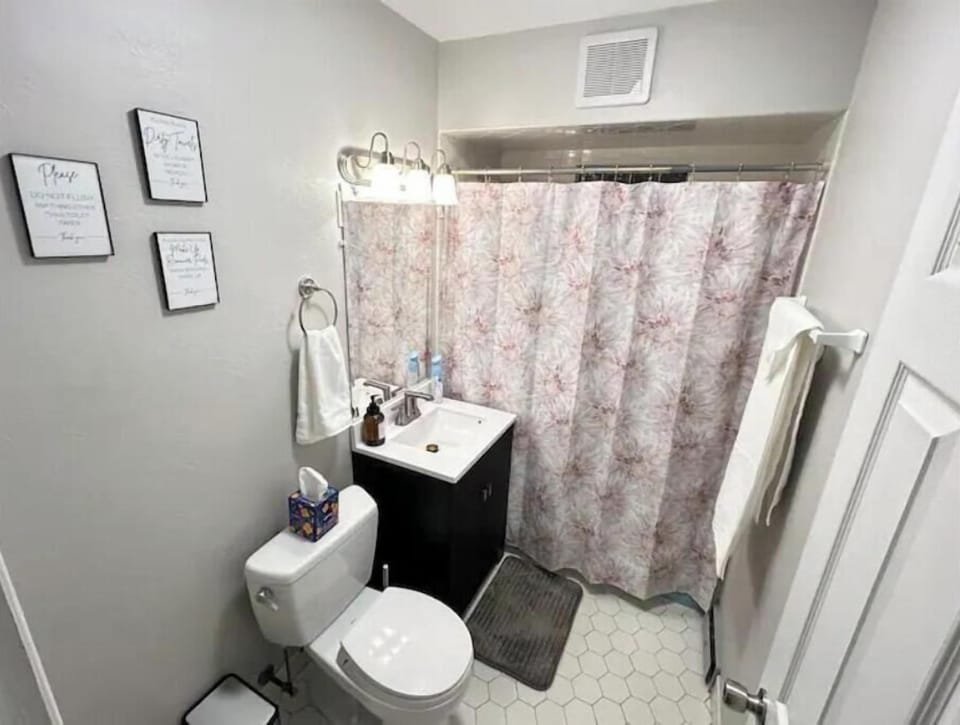 Full bathroom on main floor contains a tub/shower combo.