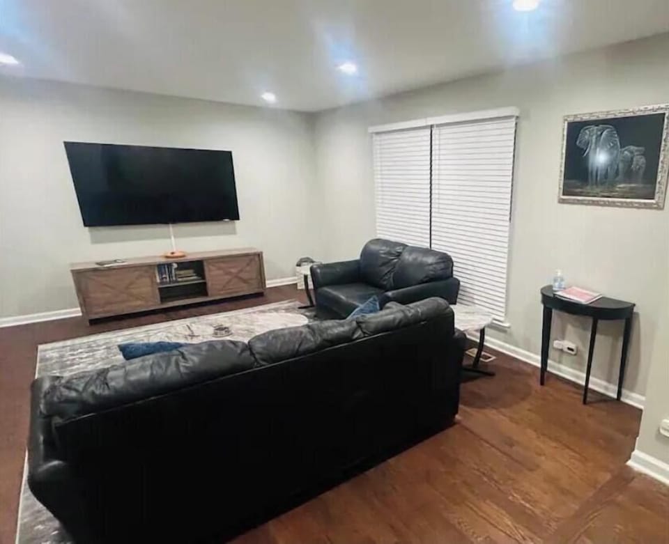 Living room with cozy couches