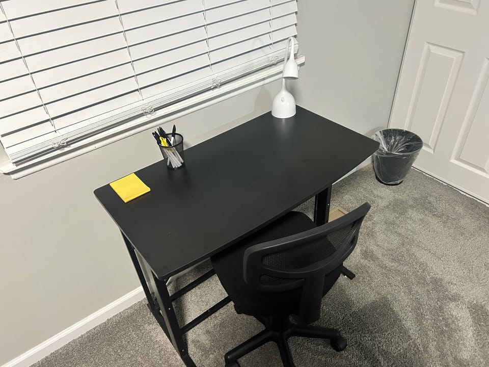 Desk with lamp, perfect for work