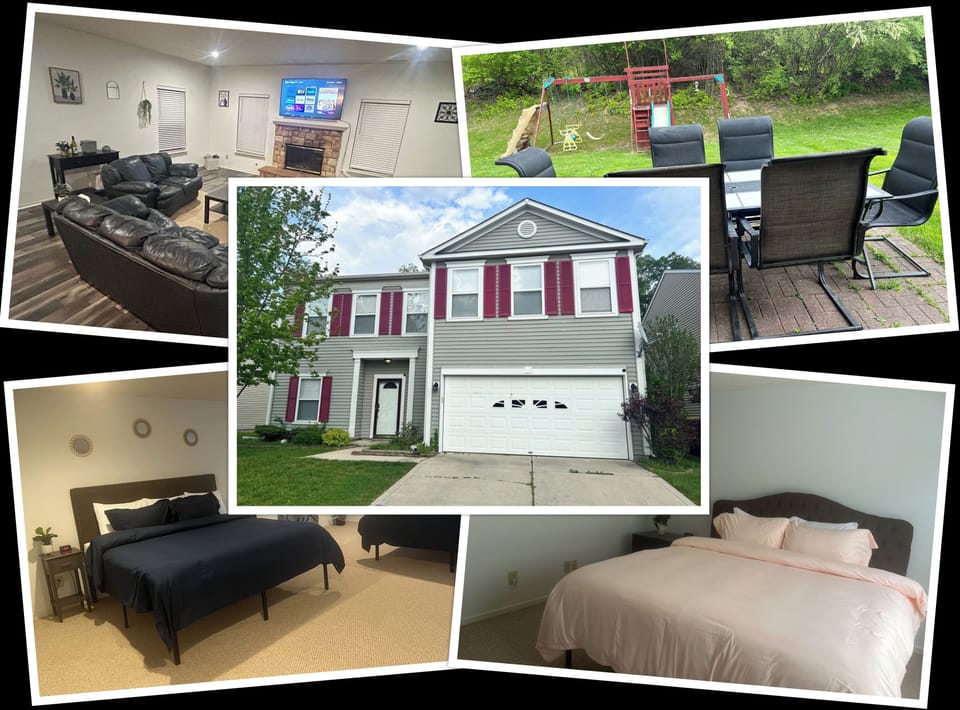 Spacious 3BR home in Fishers with 4 king beds, Jacuzzi & smart TVs