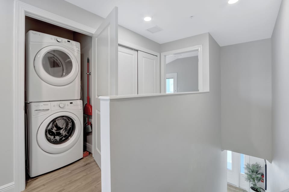 Laundry | Large front loading washer/dryer unit for the utmost convenience.