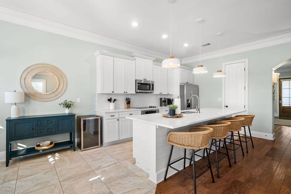 Kitchen with Seating and Additional Drink Fridge