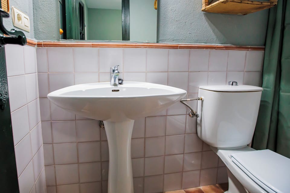 Bidet, towels, soap, toilet paper
