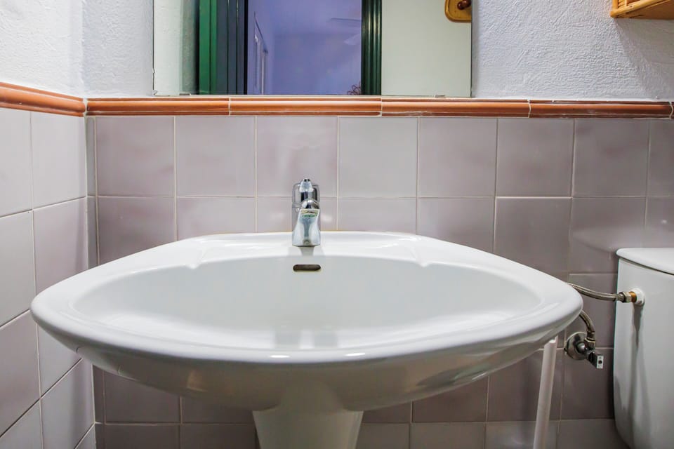 Bidet, towels, soap, toilet paper