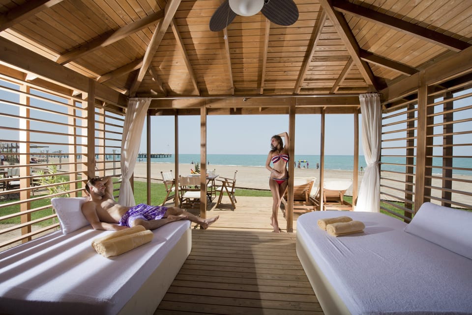 Private beach, beach cabanas, sun loungers, beach umbrellas