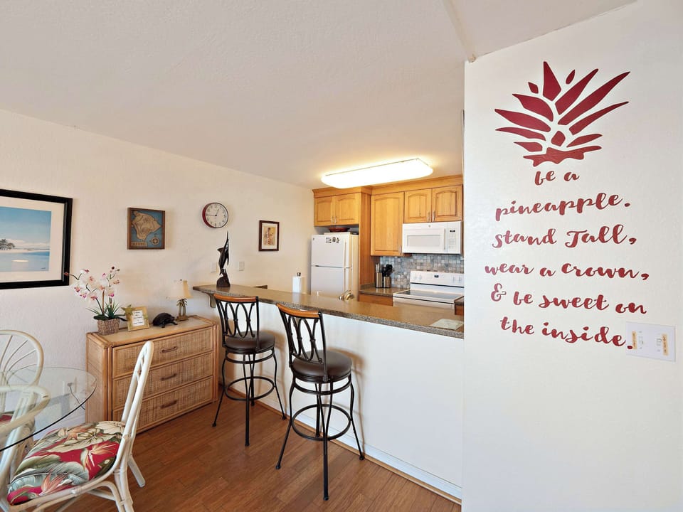 Condo, 1 King Bed with Sofa bed, Balcony, Ocean View (Kona Reef F2) | Private kitchen | Fridge, microwave, oven, stovetop