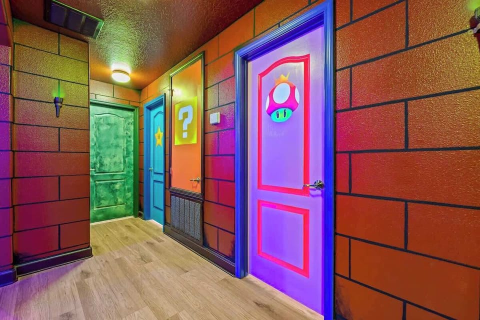 Immerse yourself in the magic of Mario Bros in our themed room, where playful decor and charming accents create a truly enchanting experience.