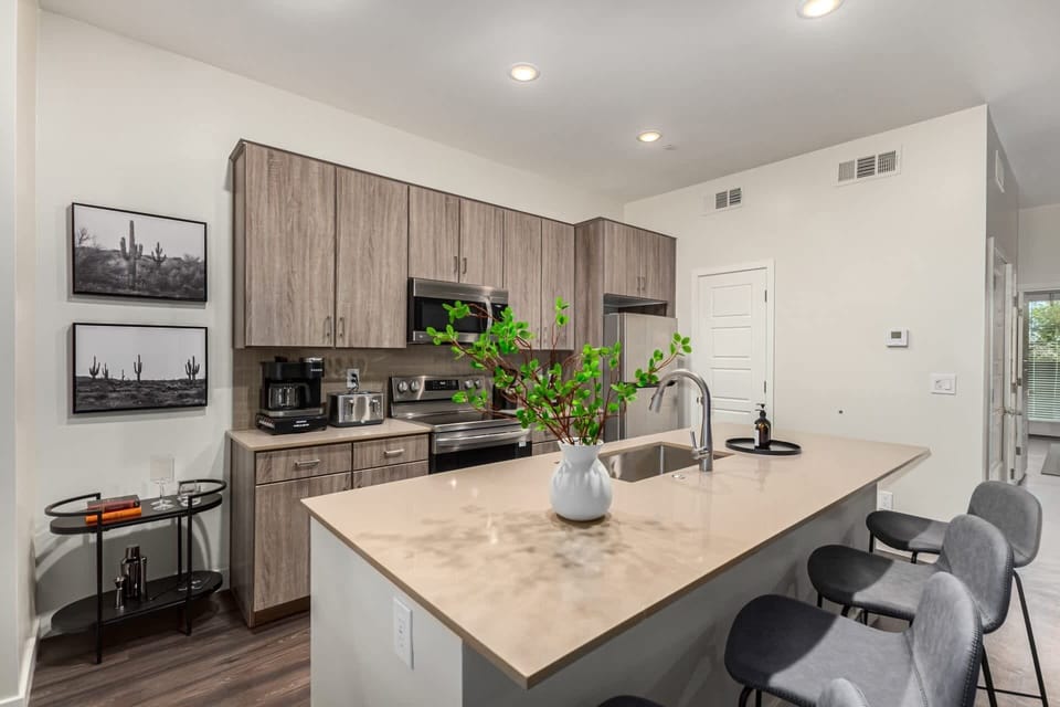 Modern and Functional Kitchen with Island Seating for Four