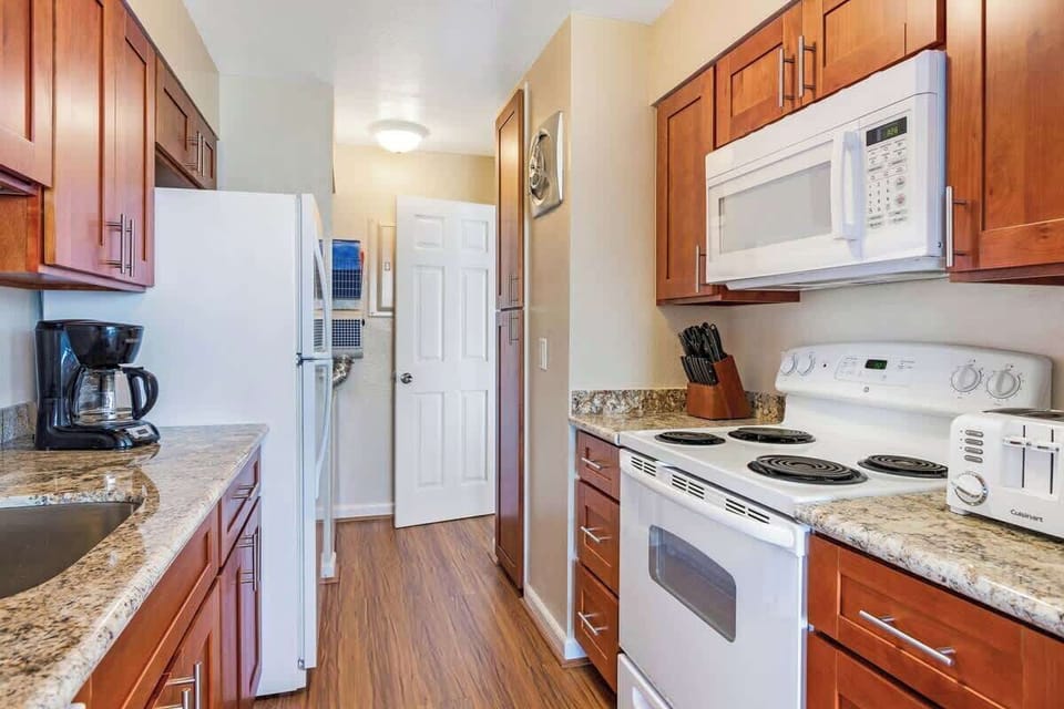 Fully equipped kitchen with everything needed for a home cooked meal