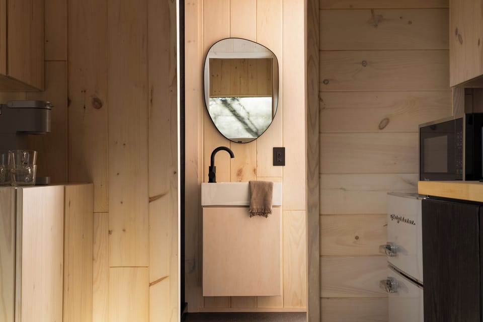 Bathroom with a full shower and toiler