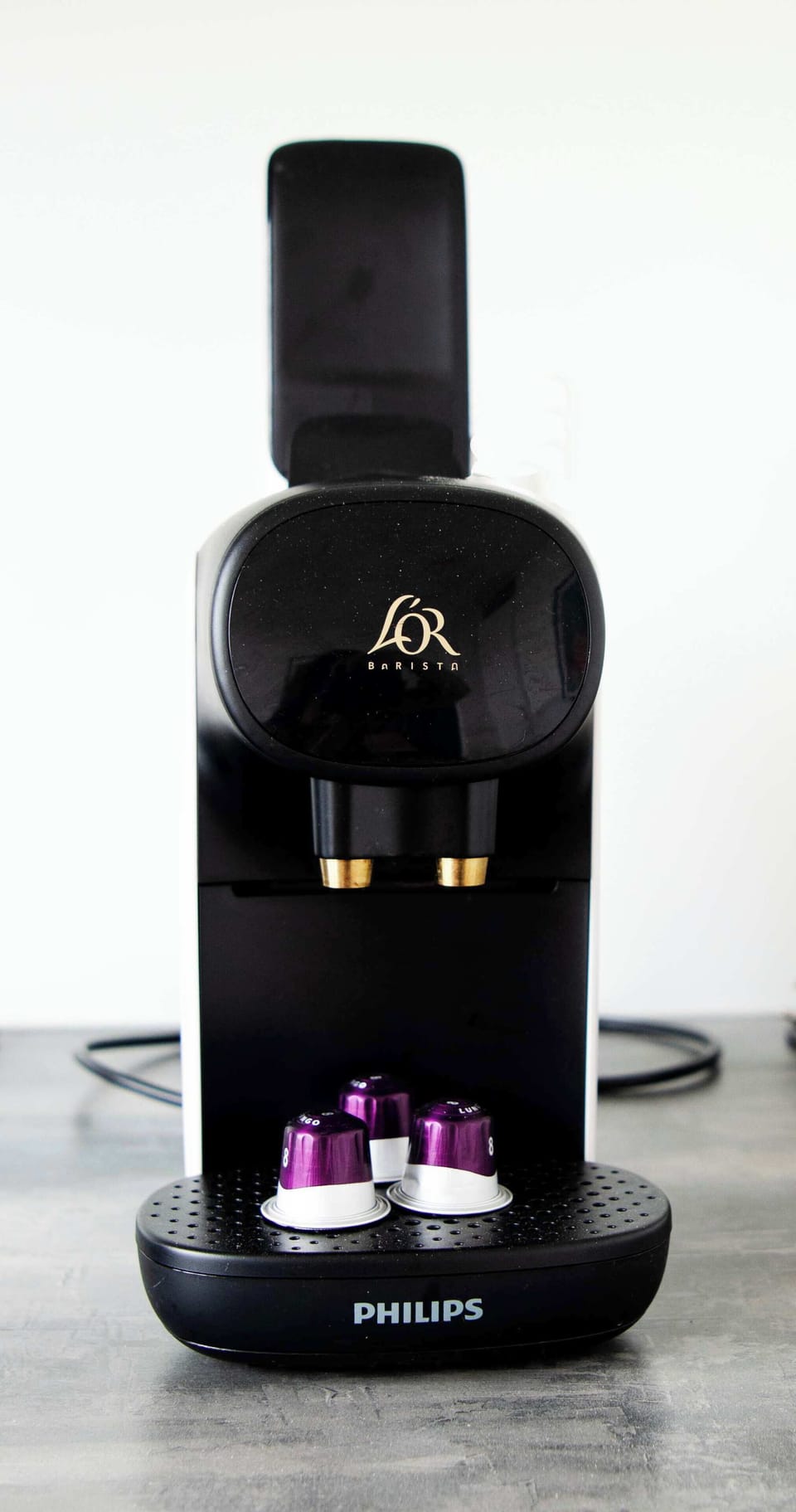 Start your mornings right with fresh coffee from the Nespresso machine.