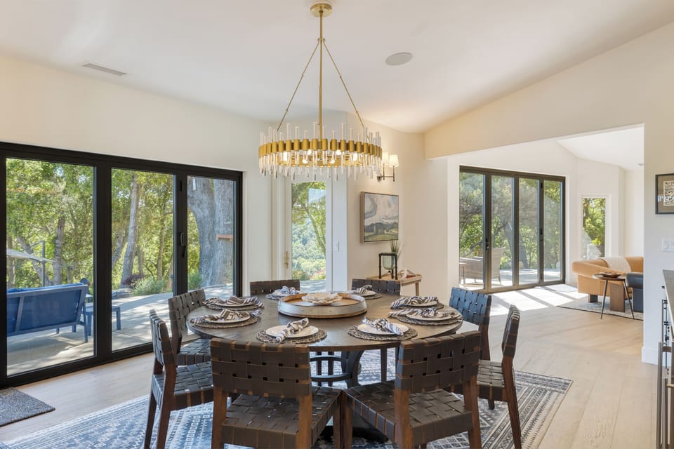 Bright, airy ambiance flows into the dining room.