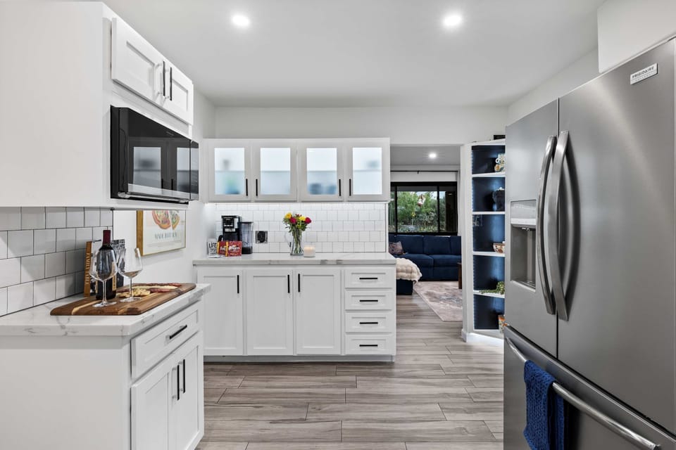 Kitchen area connected to the living room space.