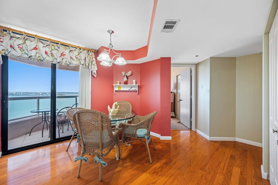 Breakfast nook for four with balcony and an Intercoastal View