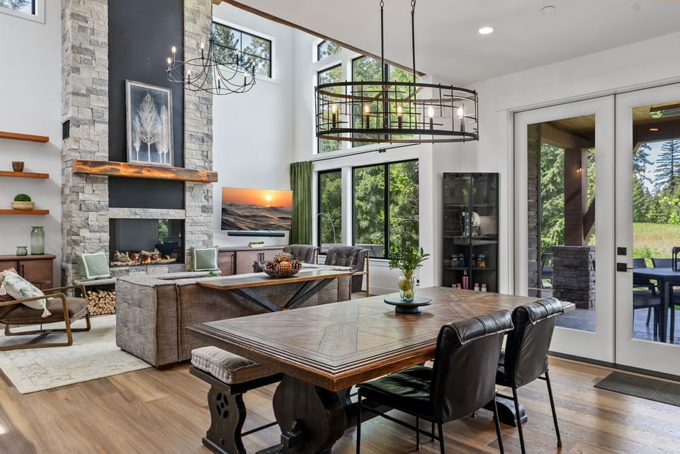 Dining Room – Modern Lighting + Large Table for Shared Meals