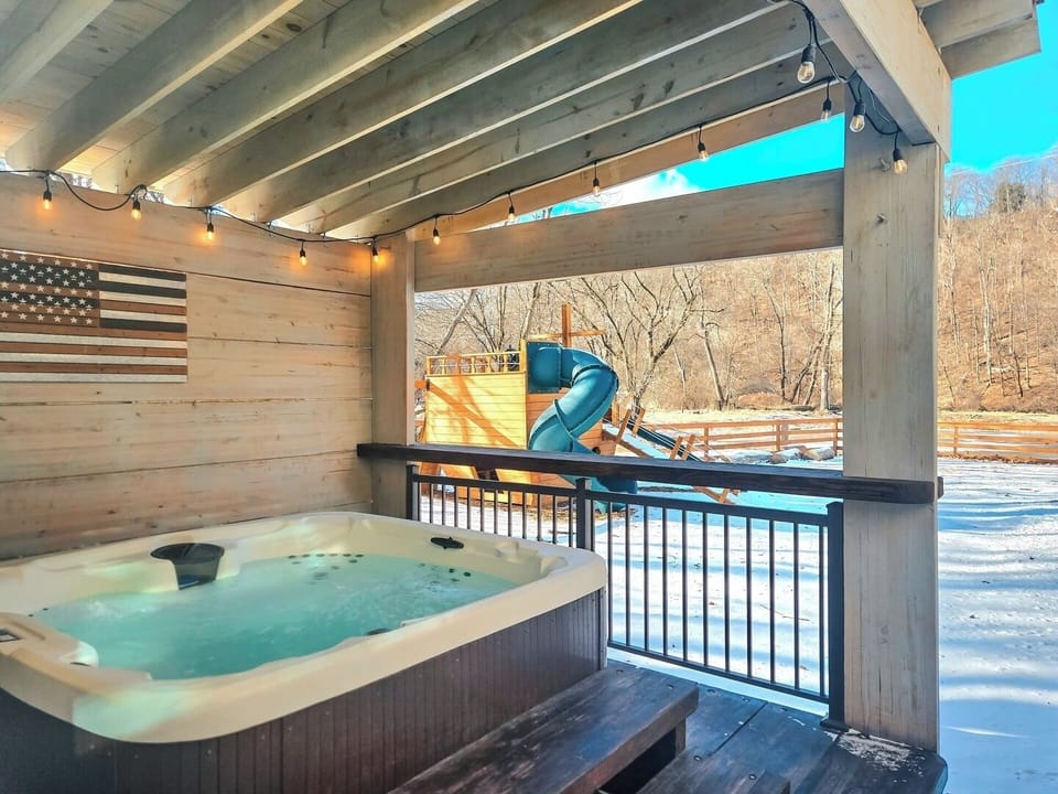 There's nothing like relaxing in the hot tub, surrounded by the soothing warmth while taking in the peaceful view of a snowy backyard.