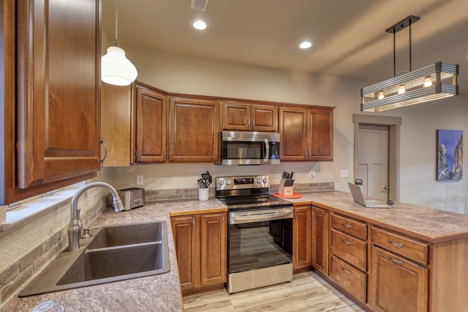 Stove and microwave. 