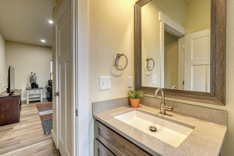 Ah, the classic family battle for bathroom time! A half bathroom can be a lifesaver in those situations.
