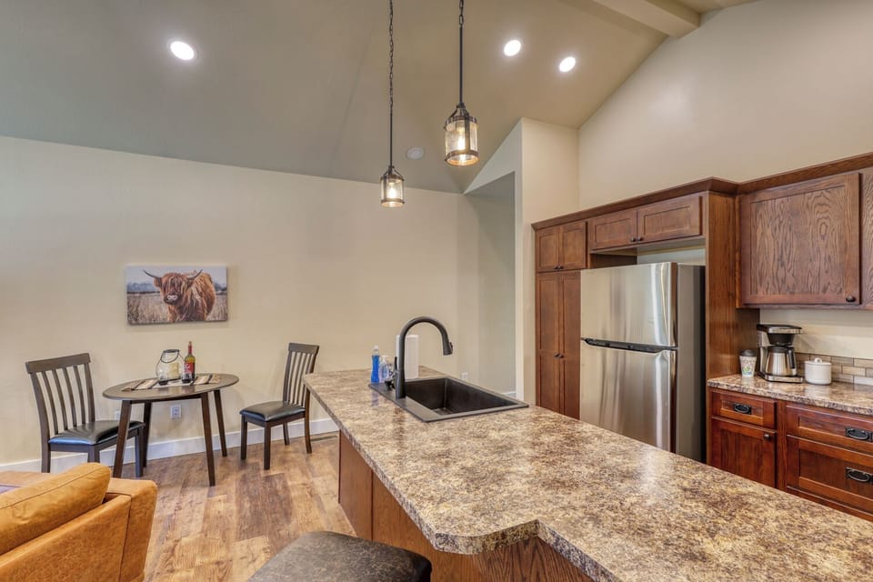 Extra seating at the kitchen counter.