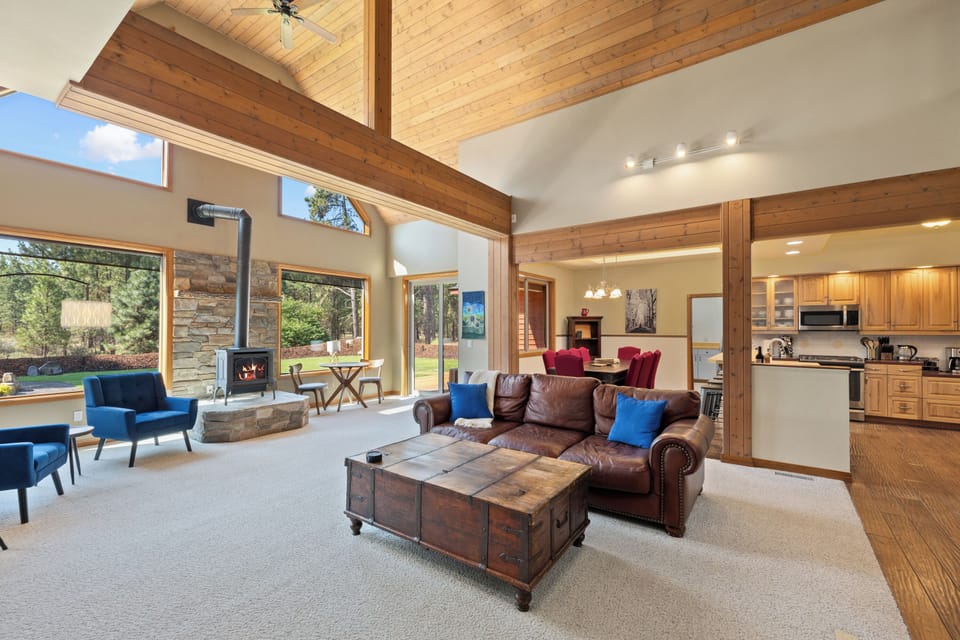 Large living room with lots of natural light
