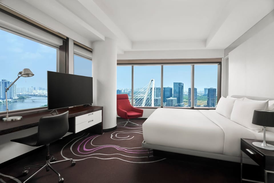 Premium bedding, down comforters, Select Comfort beds, minibar