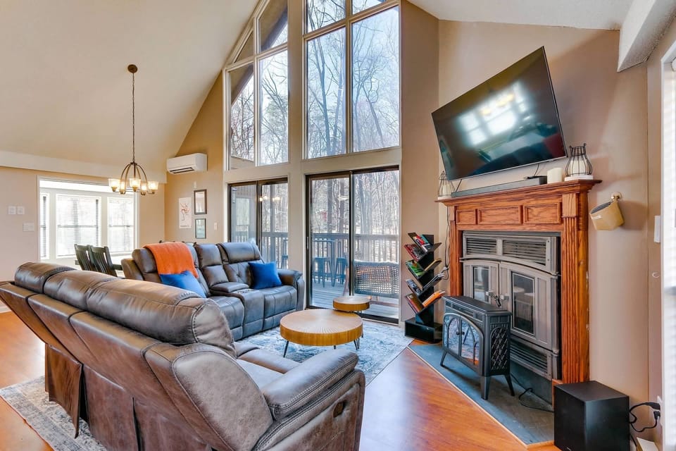 You’ll love relaxing in these comfy leather recliners, 55” QLED Samsung Smart TV