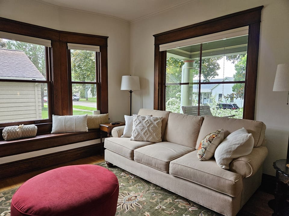 Curl up on the window bench to enjoy your favorite book or one from our collection of classics.