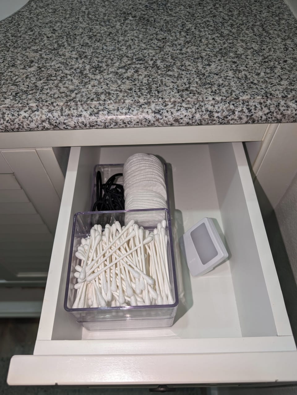 Cotton swabs, hair ties and night light if needed (in both bathrooms)
