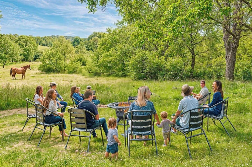 Gather the family around the wood-burning fire pit in our awesome country setting!